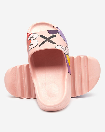 Różowe damskie klapki Elmino - Obuwie