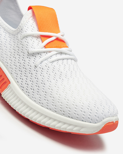 Бели дамски спортни обувки с оранжеви вложки Kedeti - Обувки