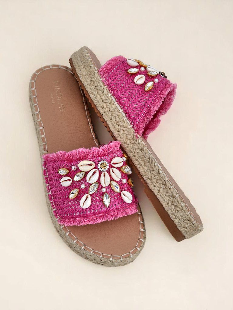 Дамски чехли Royalfashion Callista Фуксия на платформа с мидички