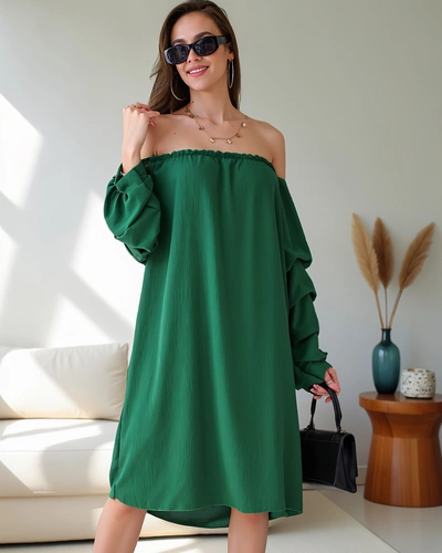 Рокля Royalfashion Smooth за жени в испански стил с ръкави.