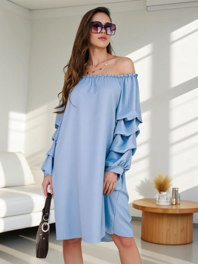 Royalfashion Гладка дамска рокля а'ла испанска с волани