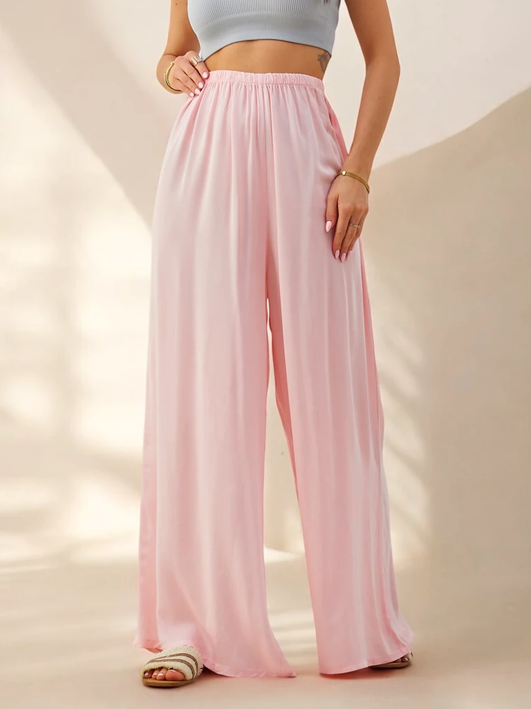 Royalfashion Дамски прави панталони от вискоза материал