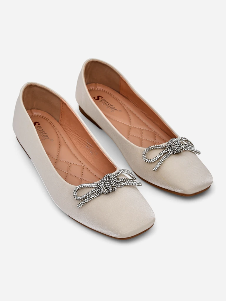 Летни балета обувки Royalfashion за жени с панделка и блясък Ofenal