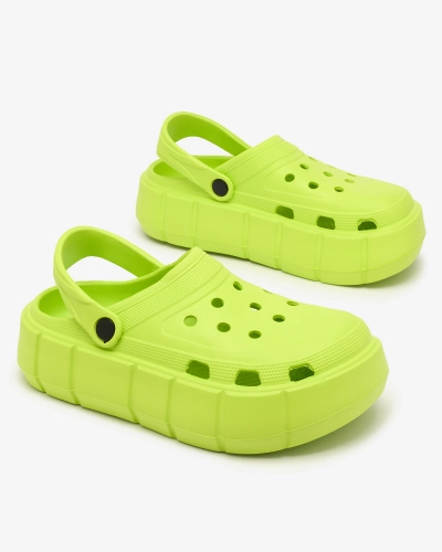 Royalfashion Неоново зелени дамски джапанки с ажурен кант Mightty