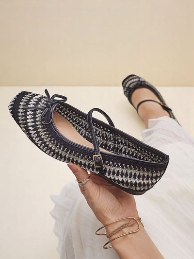 Royalfashion дамски плетени балеринки с каишка Vanot