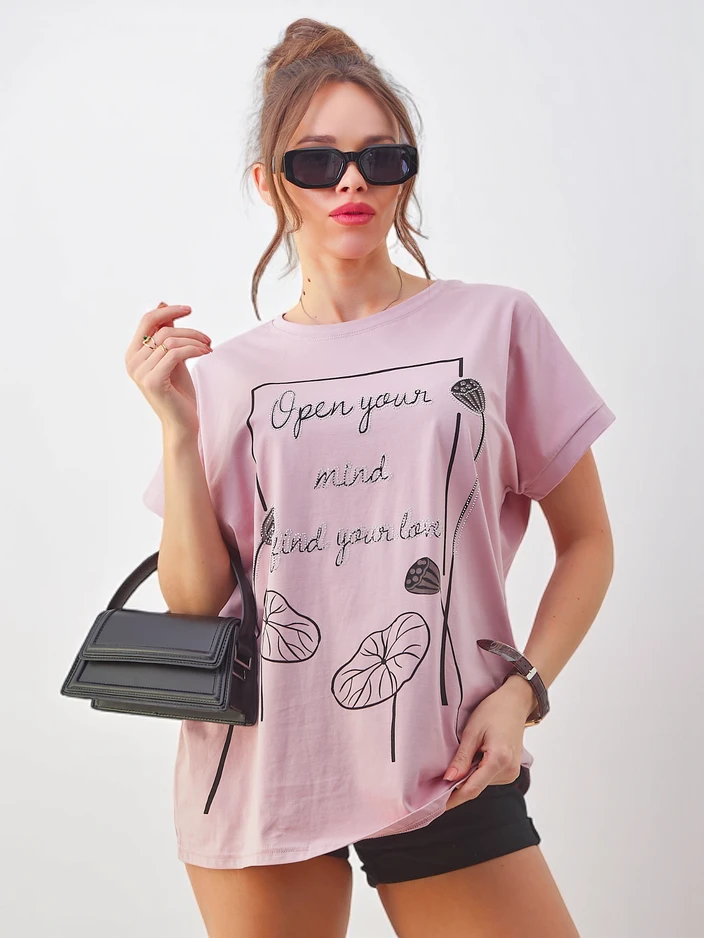 Royalfashion дамска памучна тениска с интересен принт