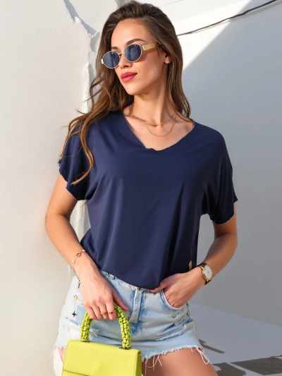 Блуза от вискоза за жени с къс ръкав и блестящо покритие