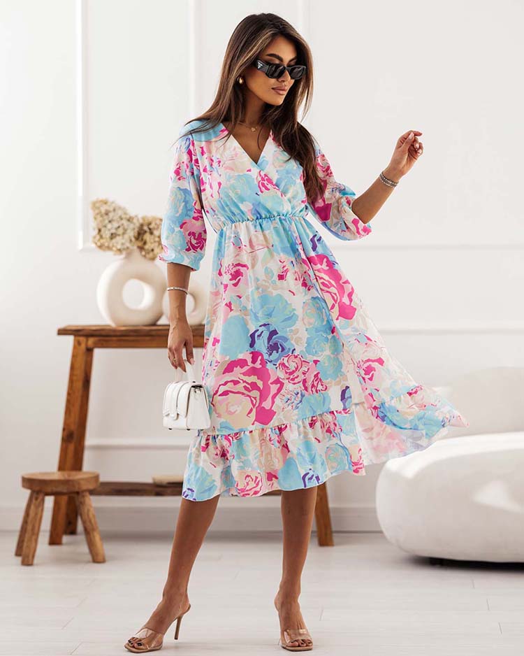 Royalfashion Дамска миди рокля с оригинален десен