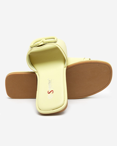 Zielone damskie klapki z eko skóry Cartec- Obuwie