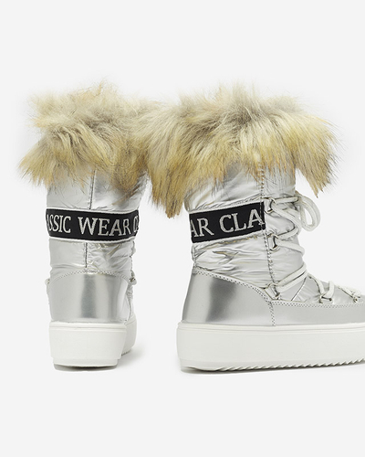 Сребристи детски обувки a'la с косъм Asika - Обувки