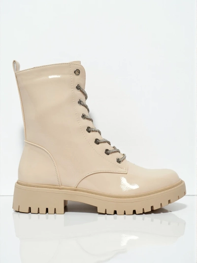 Лакирани дамски боти с връзки Fjorra