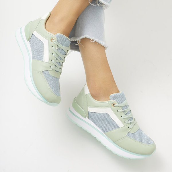 Zielone damskie sportowe sneakersy z brokatem Berilan - Obuwie