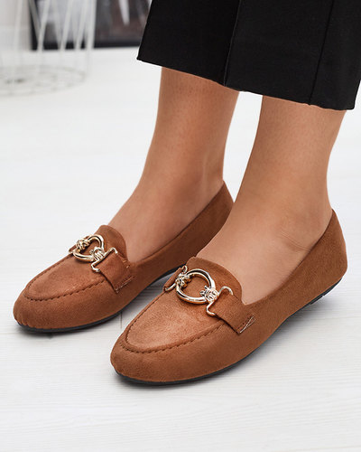 Eko-zamszowe mokasyny w kolorze camelowym Brussi - Obuwie