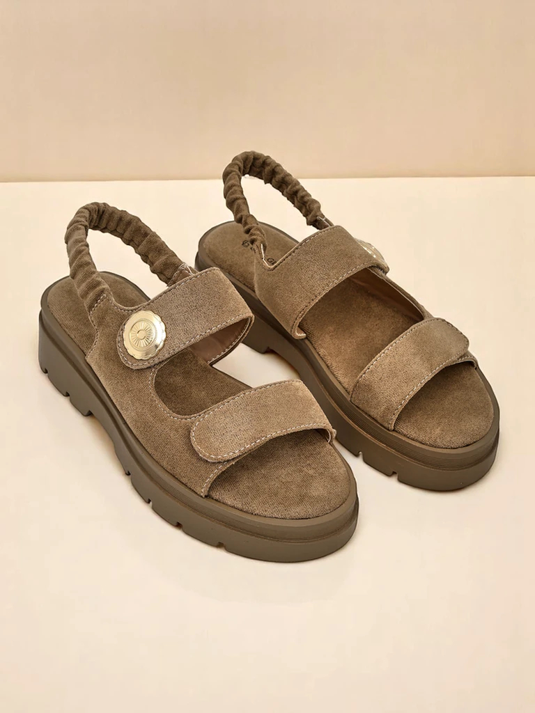 Дамски сандали Royalfashion Callisto кафяви еко кожа платформа