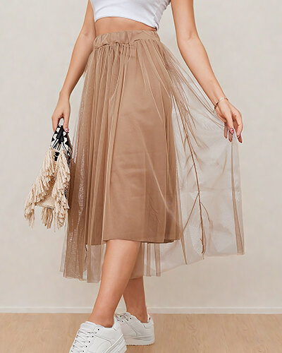 Royalfashion Дамска двупластова миди пола