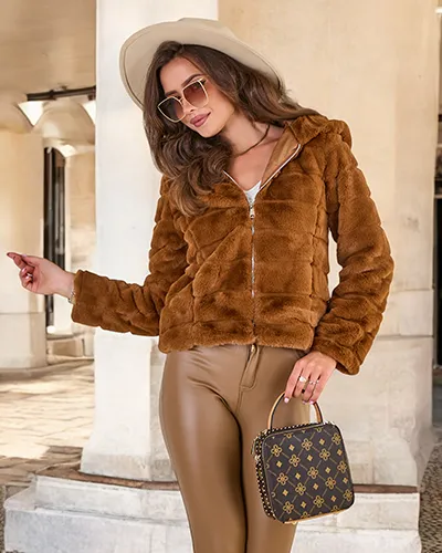 Royalfashion Дамско яке с имитация на кожа