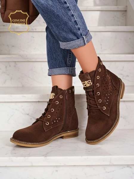 Ажурни дамски боти от естествена кожа Aurelias