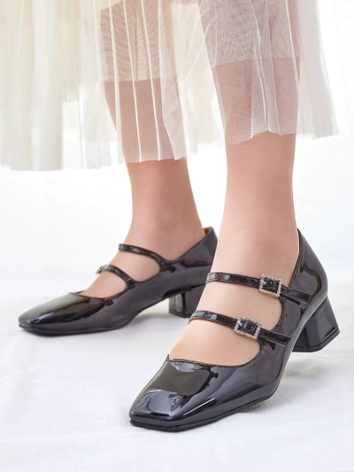 Класически дамски обувки с токчета Royalfashion Glossy с ленти Вибли