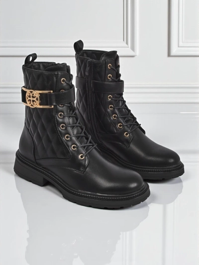 Дамски боти с ефектна капитонирана еко кожа Sable Rose