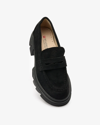 Royalfashion Черни дамски ажурни мокасини Lace Glide