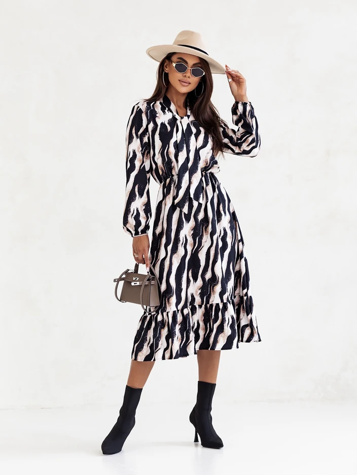 Royalfashion Дамска миди рокля с принт