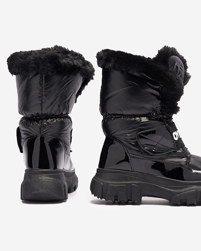 Дамски ботуши за сняг с плоска подметка в черно Sapollo- Footwear