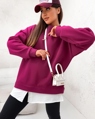 Royalfashion Памучен дамски суичър с подвижна част отдолу