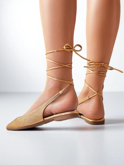 Royalfashion Женски балетни обувки с камъни без ток Daggas