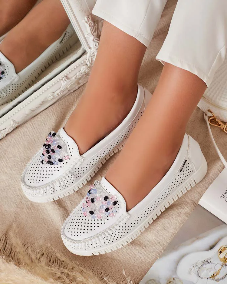 Royalfashion Дамски ажурни мокасини с мъниста Namis