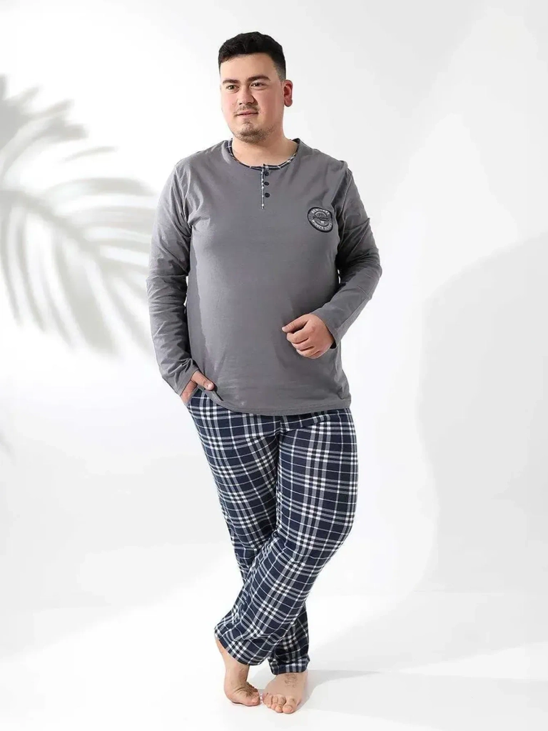 Роялфешън Памучни мъжки ПЛЮС РАЗМЕР пижами