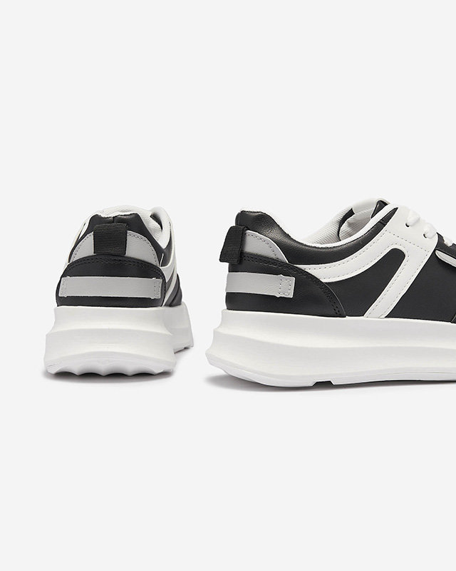 Черни дамски спортни обувки от екокожа с бели вложки Netiris - Обувки