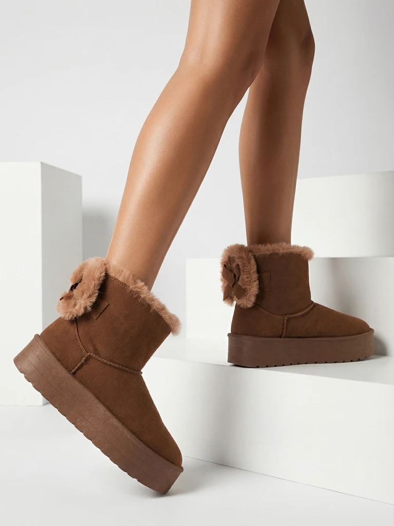 Royalfashion Дамски ботуши a'la snow boots в кафяво Goroggo