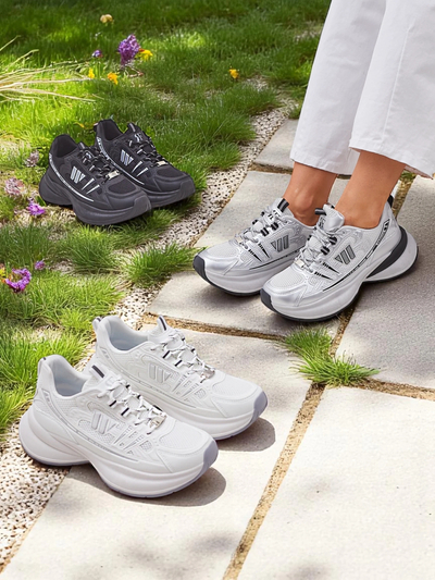 Дамски спортни обувки Royalfashion Hypatia черни с плосък ток 5 см