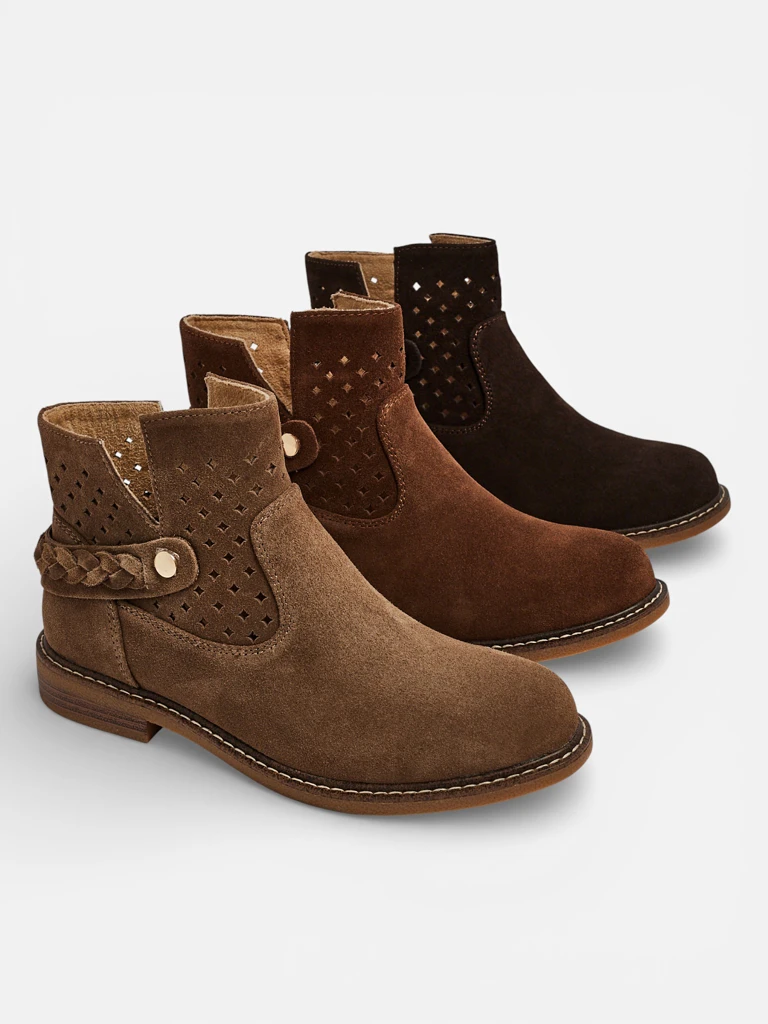 Ажурни дамски ботильони от естествена кожа Unimi