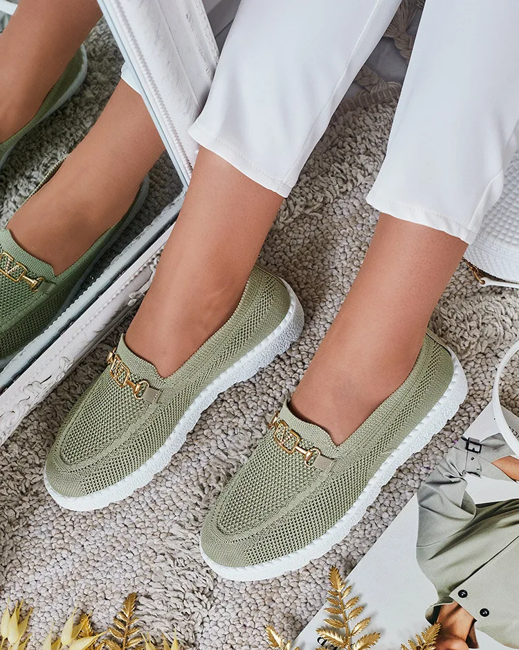 Royalfashion Дамски мокасини от плат със златна украса Erticae