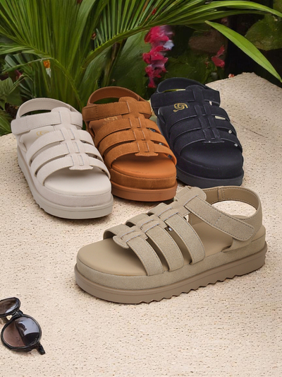 Дамски сандали Heraclea Royalfashion на платформа черни от еко кожа