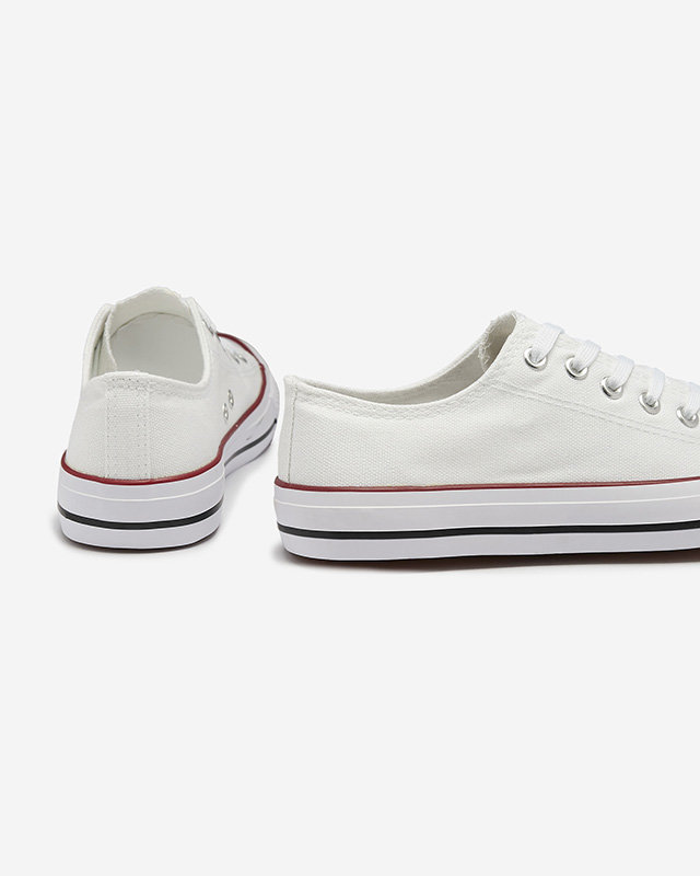 Бели дамски класически маратонки с връзки Ogisa - Обувки