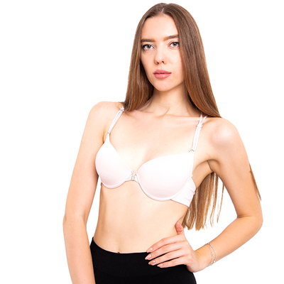 Jasnoróżowy damski biustonosz push up bez zapięcia - Bielizna