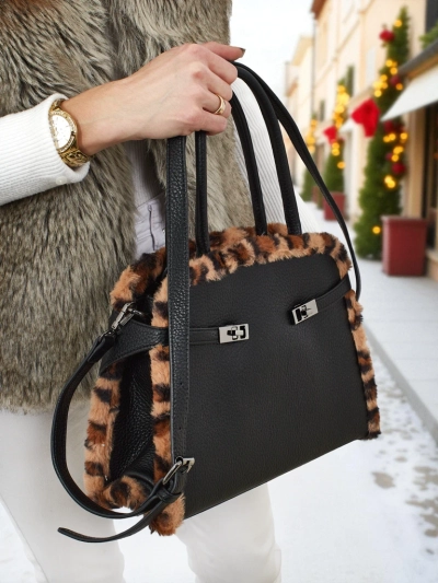 Малка дамска чанта от еко кожа с пантерка Panthory