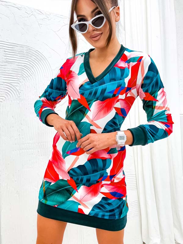 Royalfashion Дамска мини рокля с оригинален десен