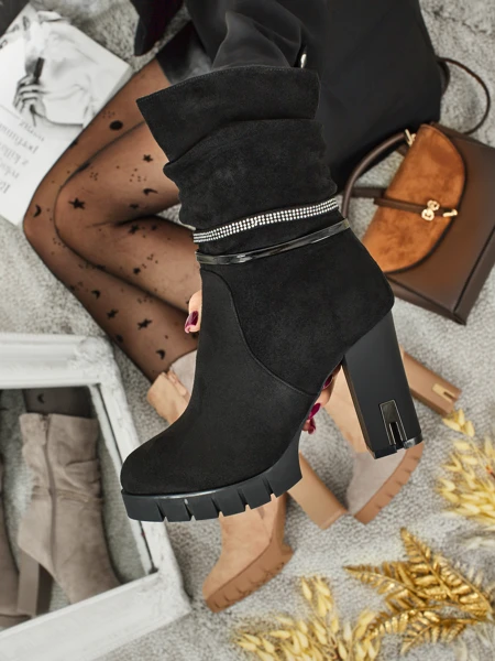 Дамски еко велурени боти на ток BrambleDusk