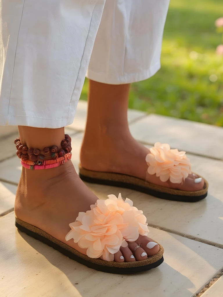 Royalfashion Дамски чехли с цветчета Flora Soft