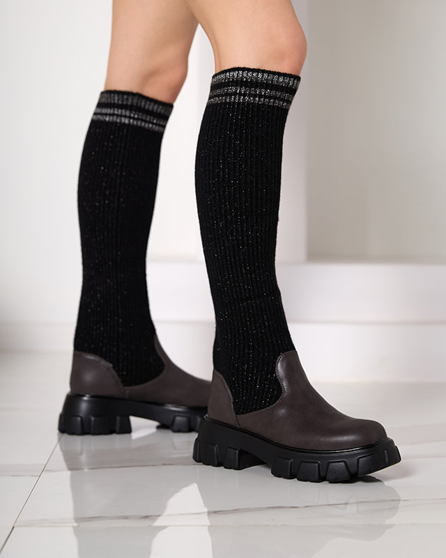 Черни и кафяви дамски ботуши Alerpi- Обувки