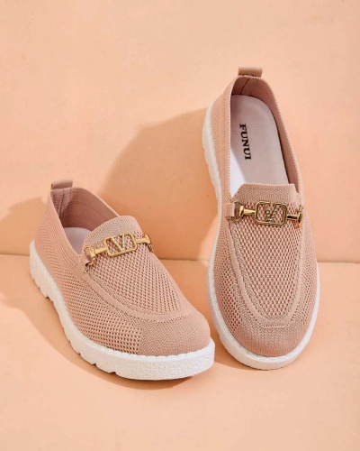 Royalfashion Дамски мокасини от плат със златна украса Erticae