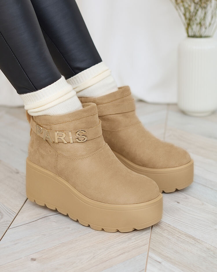 Royalfashion Бежови дамски обувки a'la ботуши за сняг с орнамент Parisela