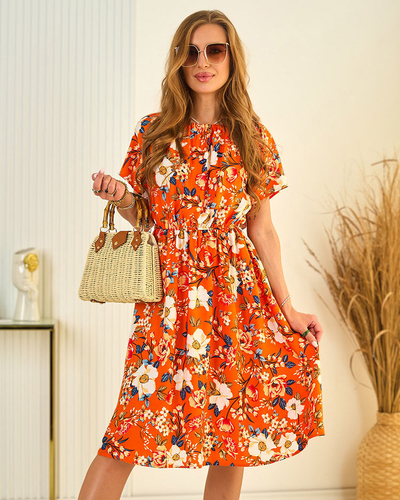 Royalfashion Десенирана дамска миди рокля a'la hiszpanka