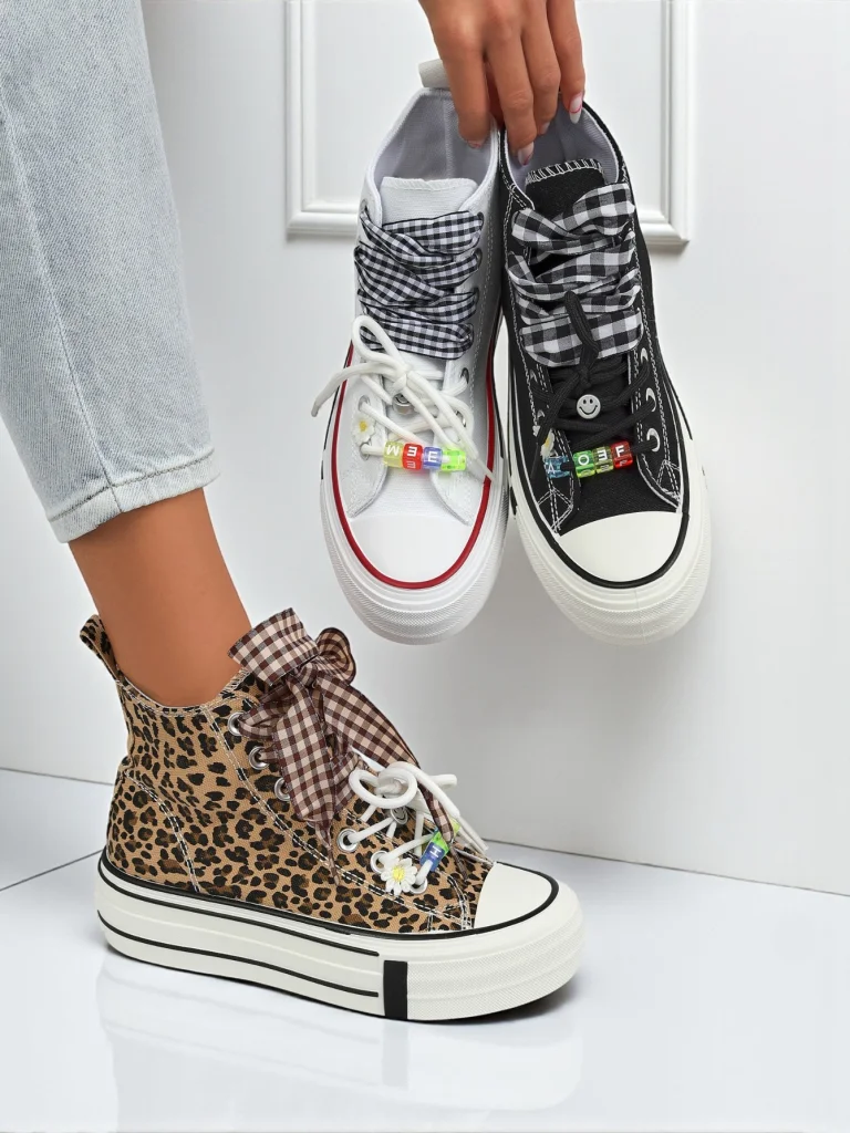 Дамски маратонки Leonora Leo кафяви на платформа – италиански стил, плат