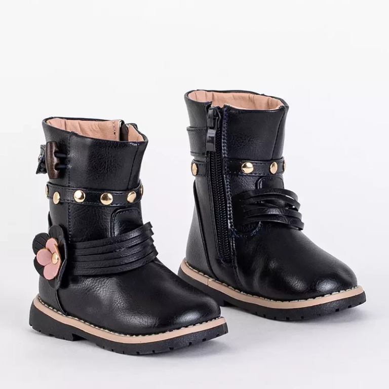 OUTLET Dziecięce botki granatowe z eko skóry Kisso- Obuwie