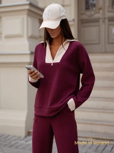 Памучен дамски комплект от плетена материя Fissa