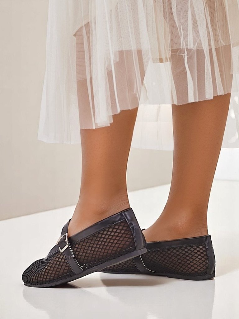 Royalfashion дамски ажурни балеринки с каишка Naommi